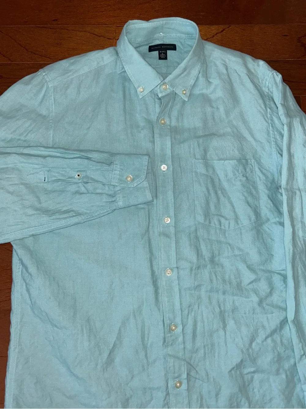 Banana Republic Linen Blend Button-Down Shirt Men’s 16-16.5 L Coastal Dadcore